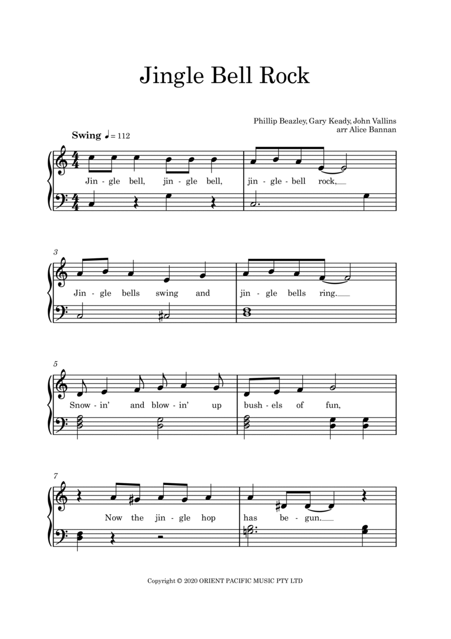 Jingle Bell Rock Noten John Mcintyre Vallins Klavier solo