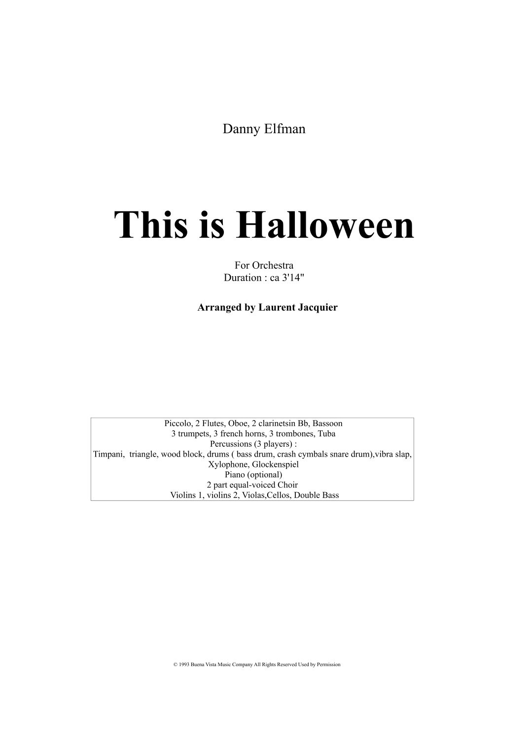 This Is Halloween (arr. Laurent Jacquier) by Danny Elfman Full Orchestra (万圣节之夜 - 管弦乐团) - 预览