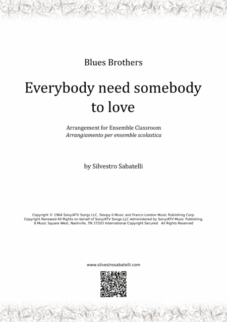 Everybody Needs Somebody To Love (arr. Silvestro Sabatelli) Partition Digitale