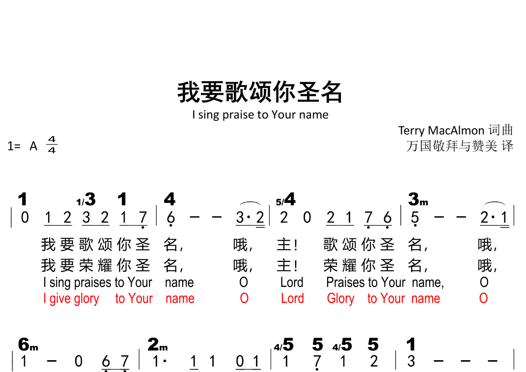 我要歌颂你圣名 I Sing Praises To Your Name (arr. Terry MacAlmon) Partition Digitale
