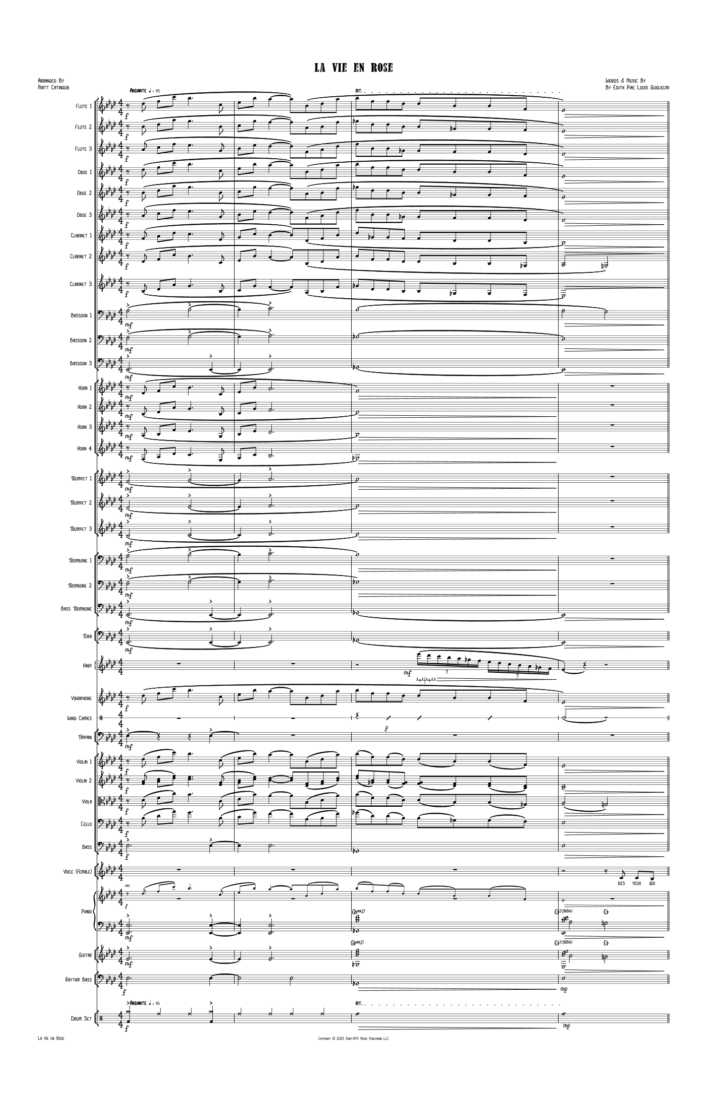 La Vie En Rose (arr. Matt Catingub) by Edith Piaf 管弦乐团 - 预览