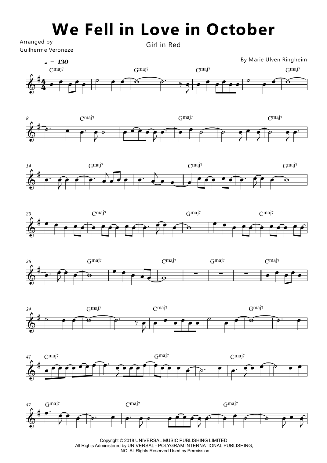 We Fell In Love In October (arr. Guilherme Veroneze) by Girl In Red ...