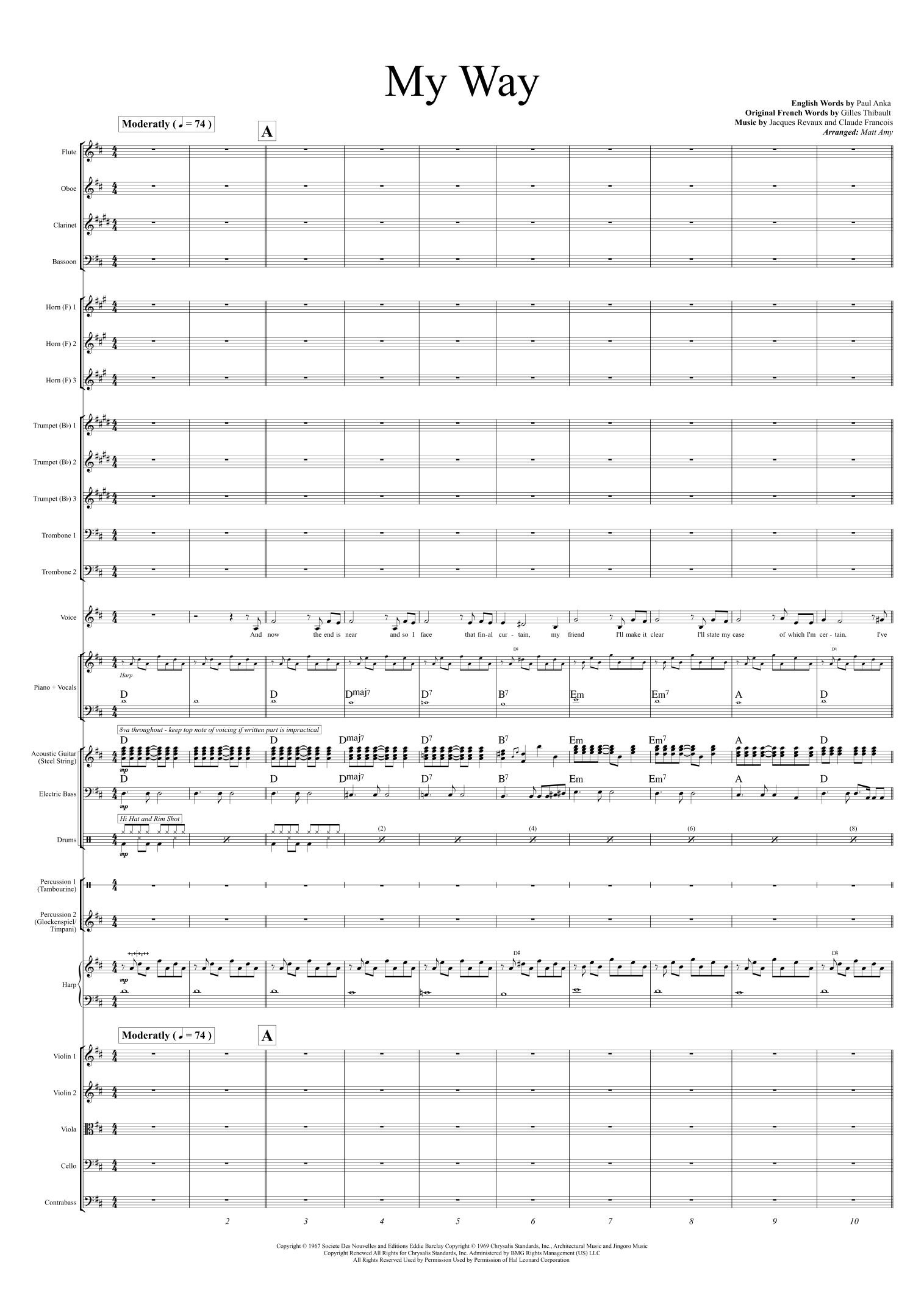 My Way (arr. Matt Amy) by Elvis Presley Full Orchestra