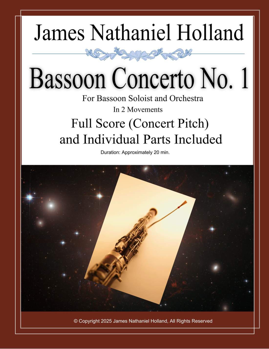 Bassoon Concerto No. 1 for Bassoon Soloist and Orchestra in 2 Movements, Full Score and Parts by James Nathaniel Holland Chamber Orchestra
