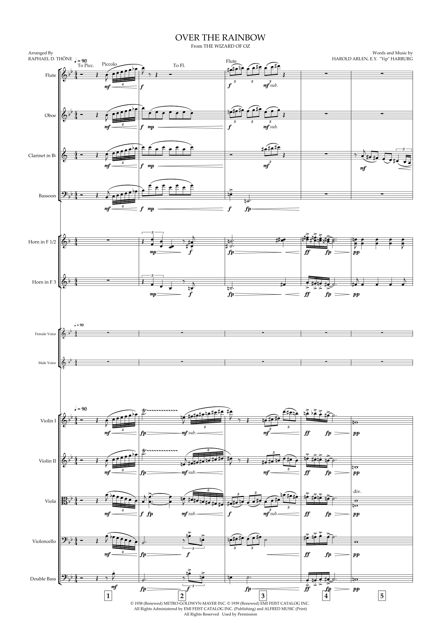 Over The Rainbow (arr. Raphael D. Thöne) by Judy Garland Full Orchestra (飞越彩虹 - 管弦乐团) - 预览