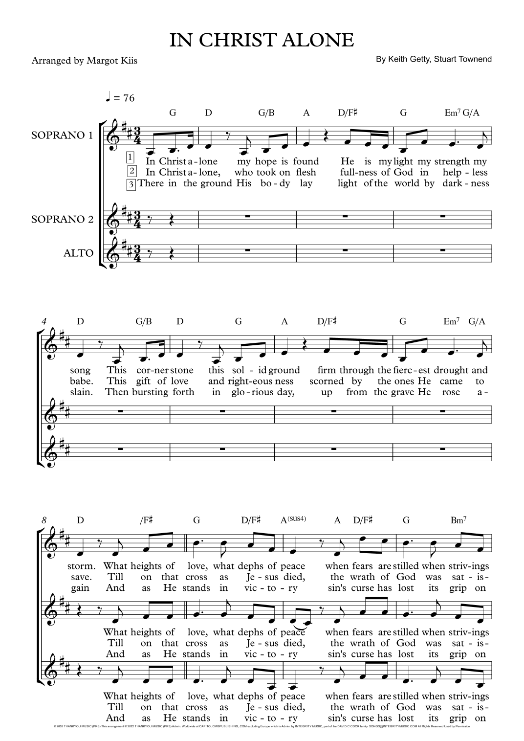 In Christ Alone (arr. Margot Kiis) by Margaret Becker Sheet Music for ...
