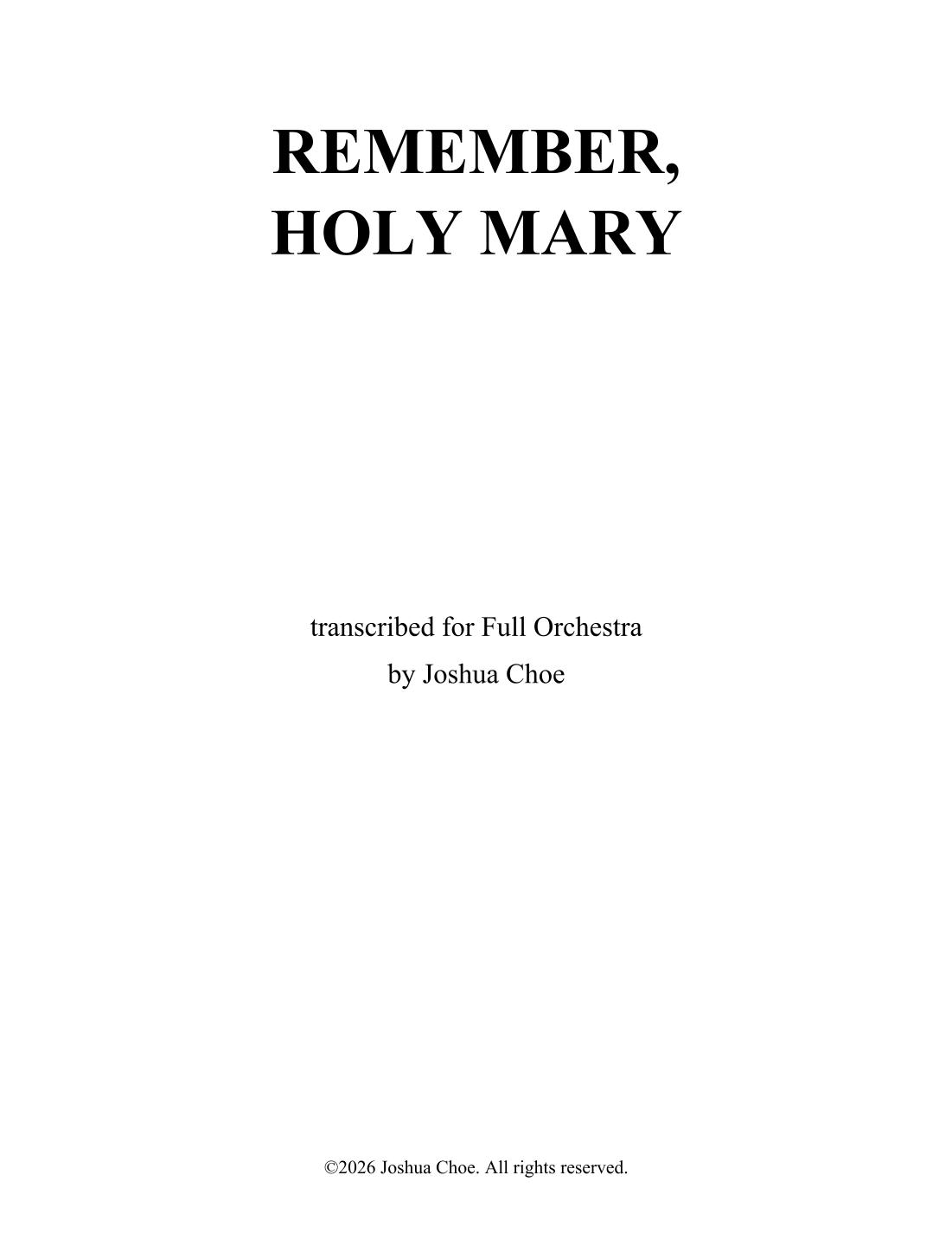 Remember, Holy Mary (arr. JMJ Arrangements) by Traditional 管弦乐团 - 预览
