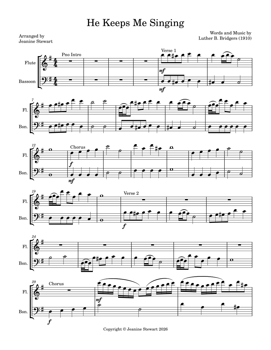 He Keeps Me Singing (arr. Jeanine Stewart) by Luther B. Bridgers Sheet ...