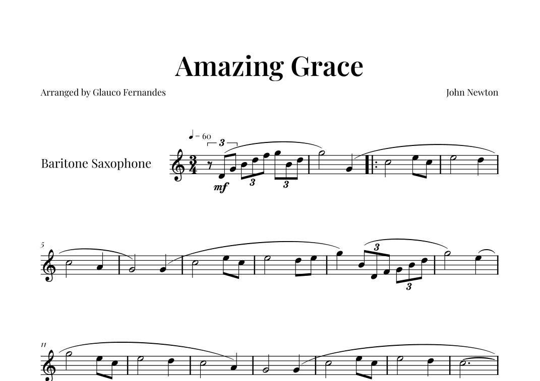 Amazing Grace // Beautiful Arrangement (arr. Glauco Fernandes) Partituras Digitales