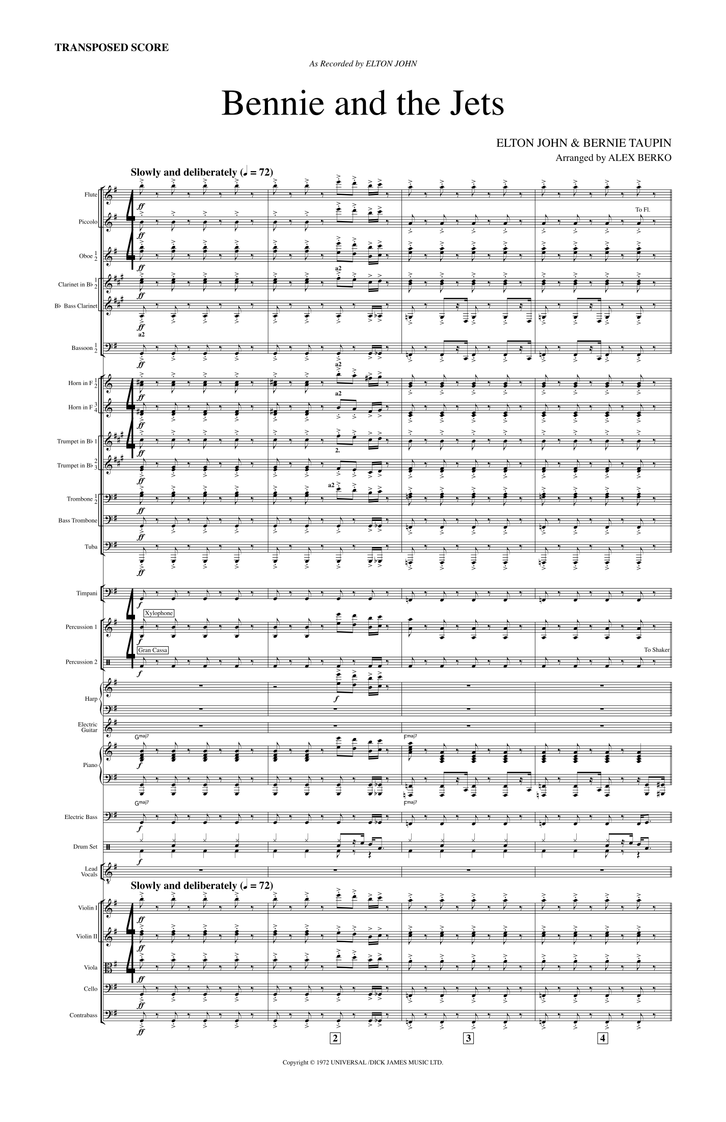 Bennie And The Jets (arr. Alex Berko) by Elton John Full Orchestra