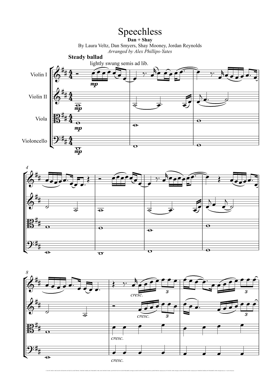 Shay Sheets Speechless (arr. Alex Phillips-Yates) by Dan + Shay Sheet Music for ...