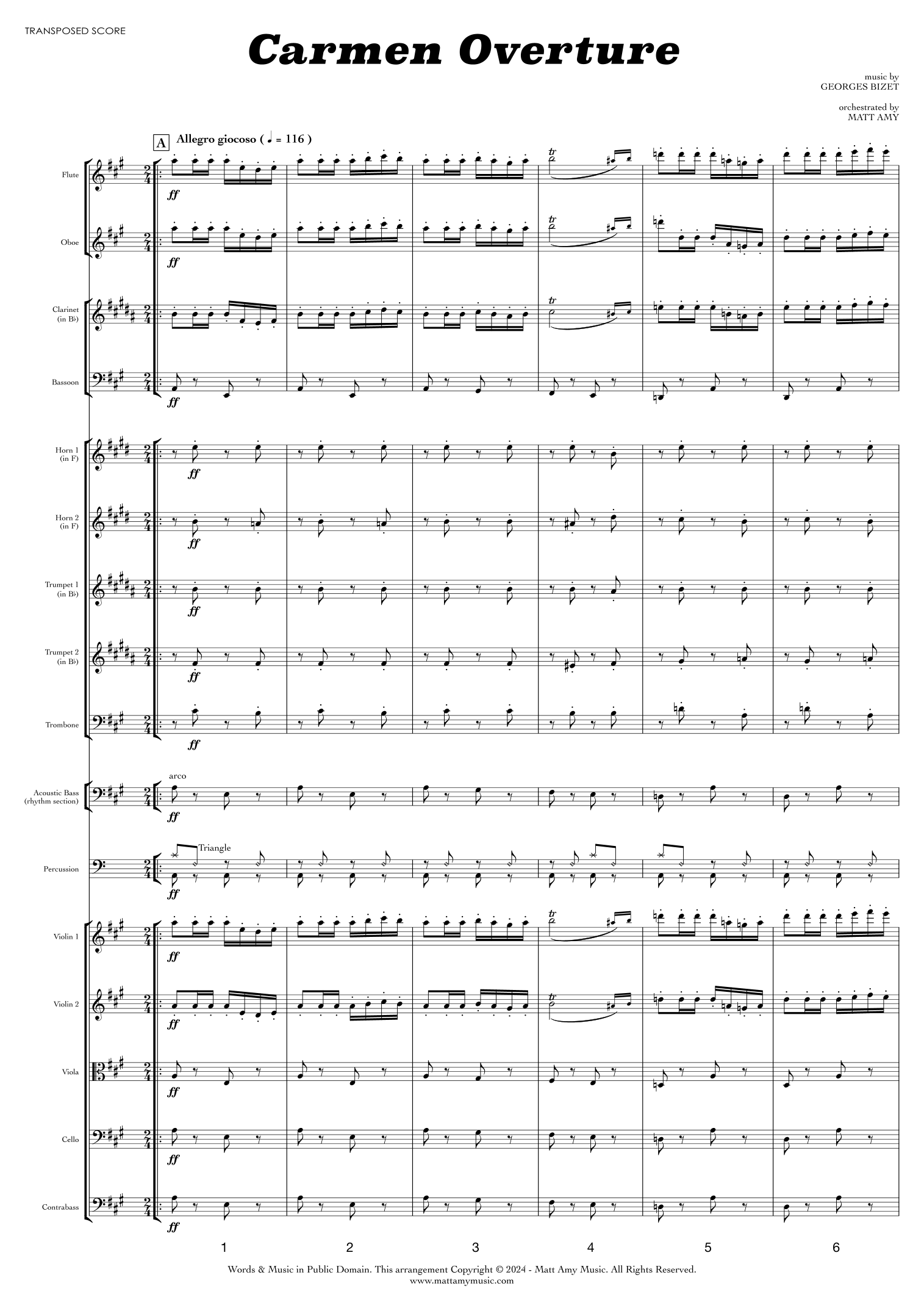 Carmen Overture (arr. Matt Amy) by Georges Bizet Full Orchestra