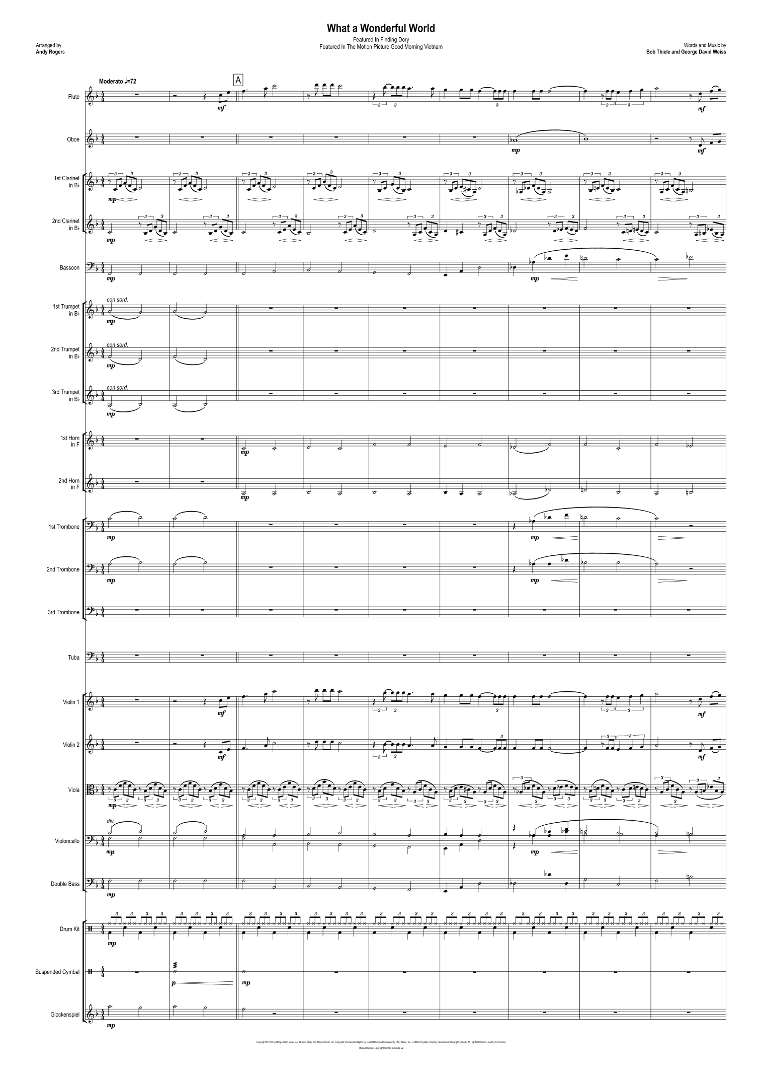 What A Wonderful World (arr. Andy Rogers) by Louis Armstrong Full Orchestra