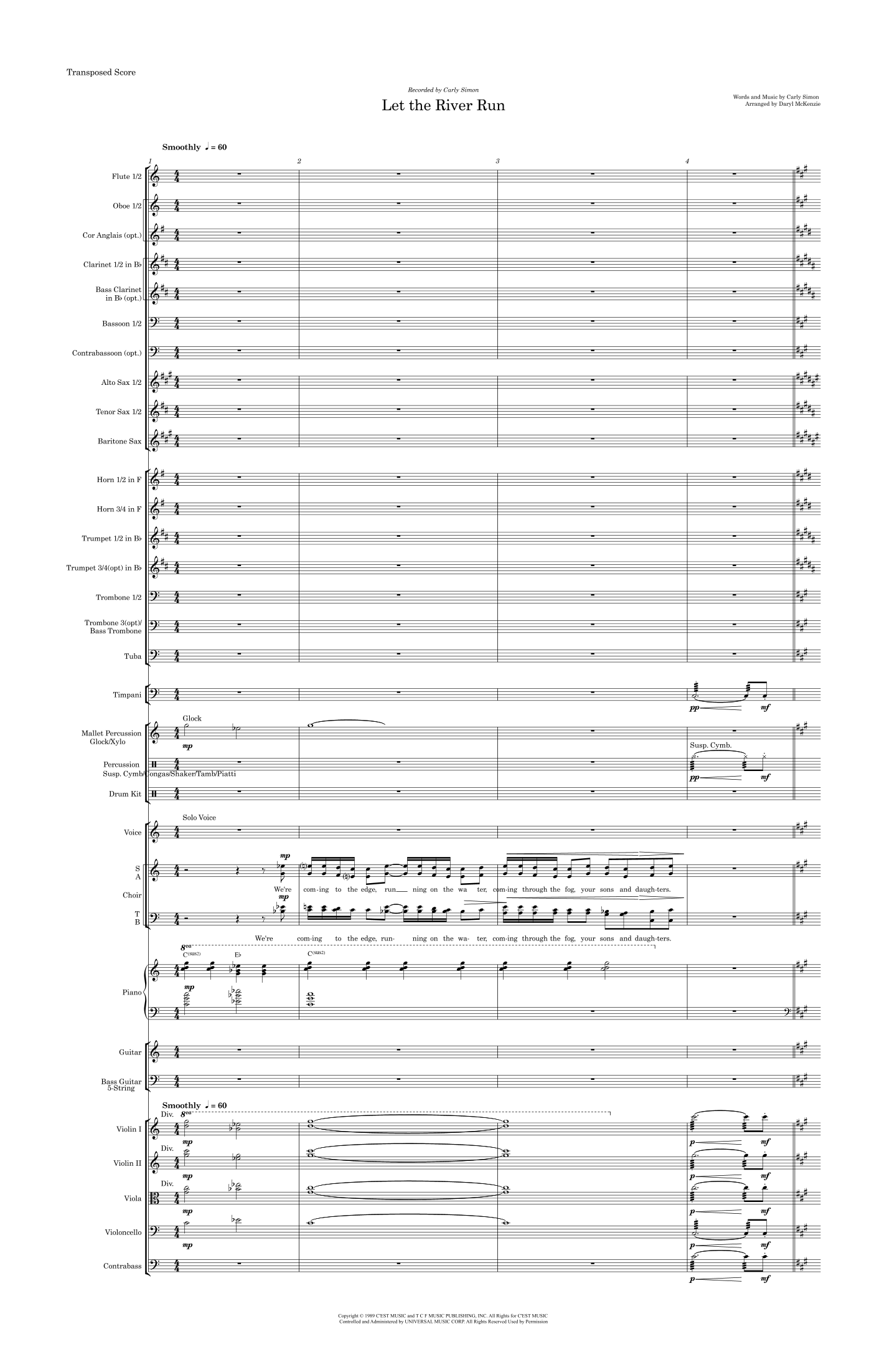 Let The River Run (arr. Daryl McKenzie) by Carly Simon 管弦乐团全谱 - 预览
