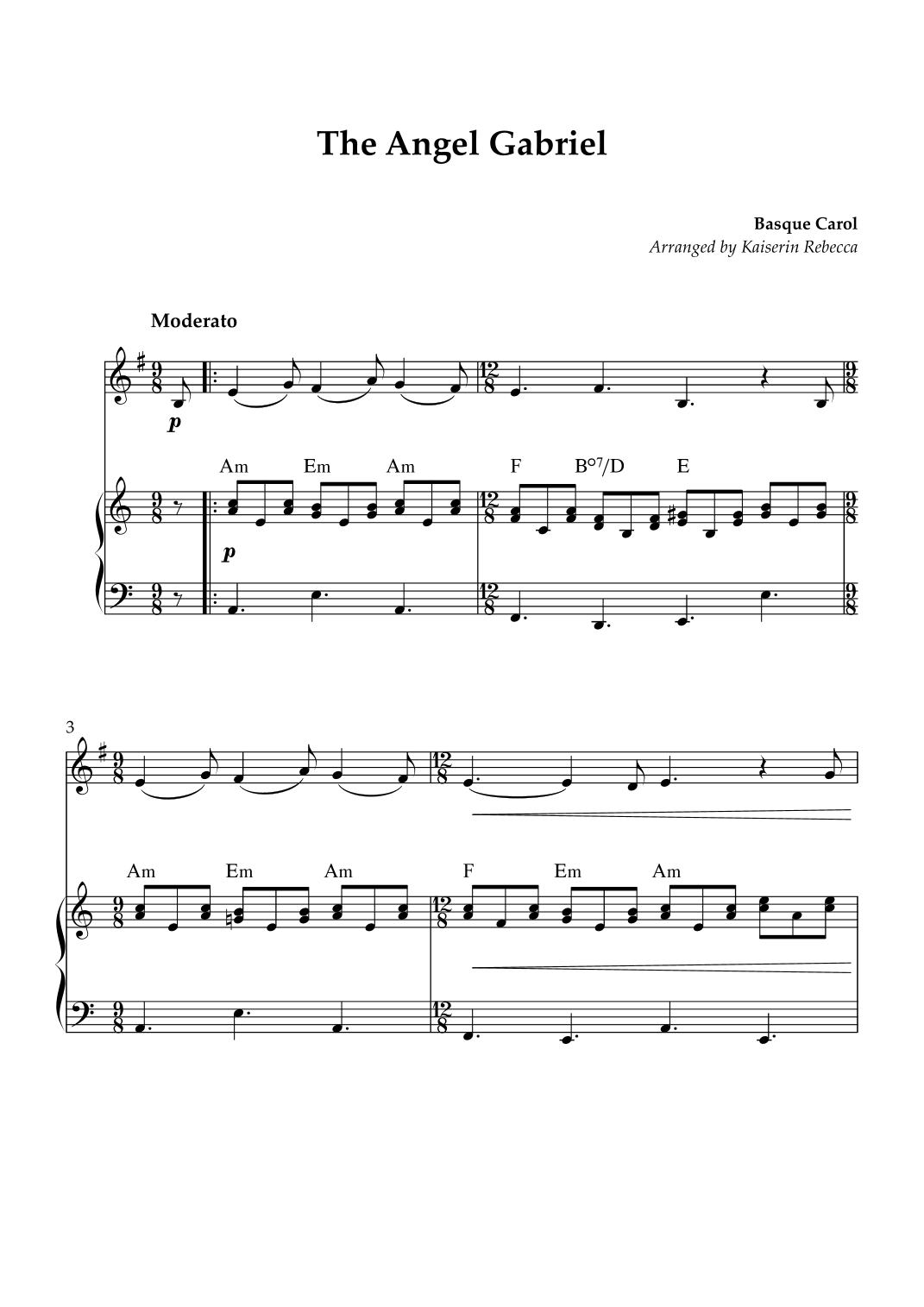 Basque Carol The Angel Gabriel (Gabriel's Message) (arr. Kaiserin Rebecca) par ...