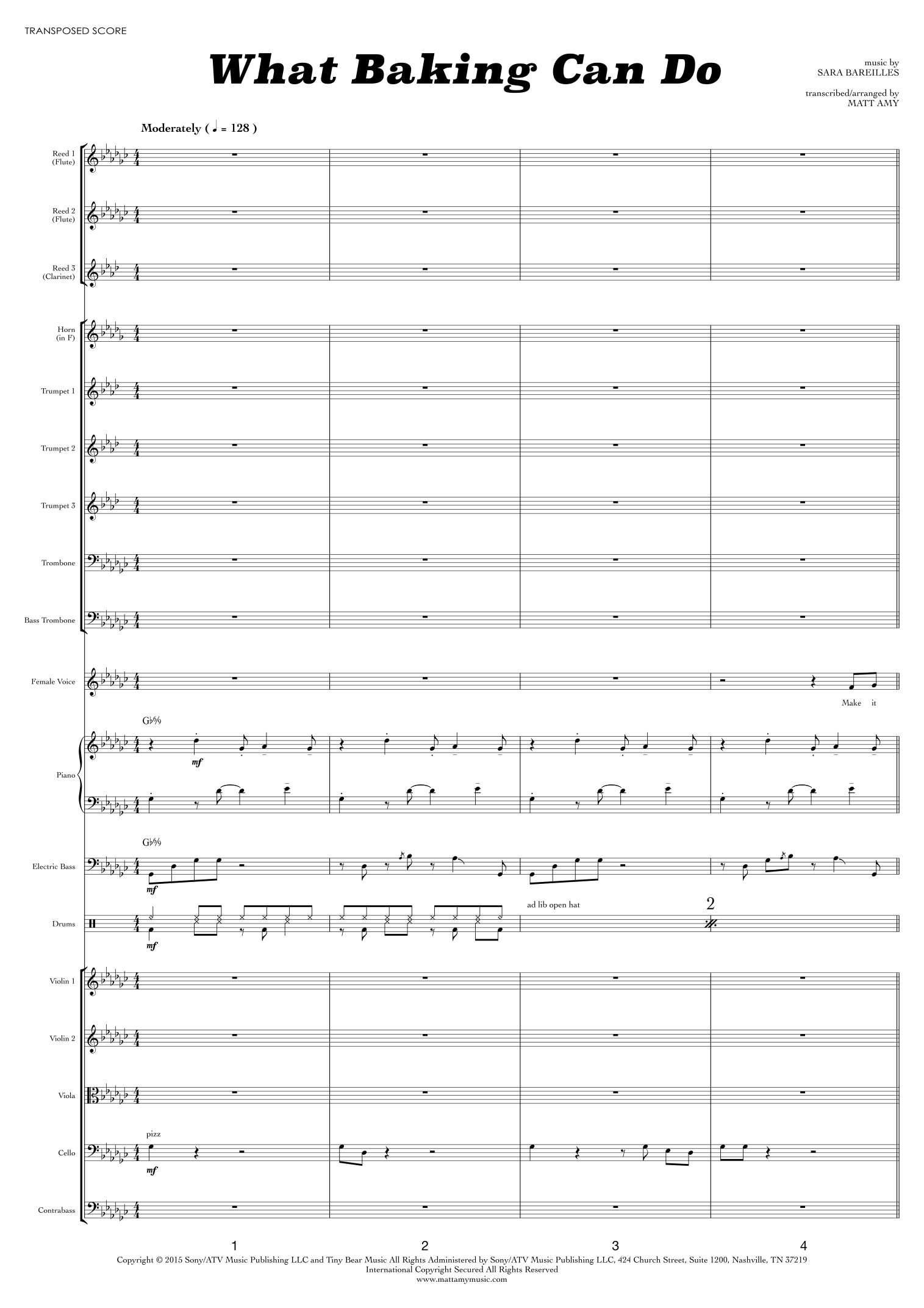 What Baking Can Do (arr. Matt Amy) by Sara Bareilles Full Orchestra