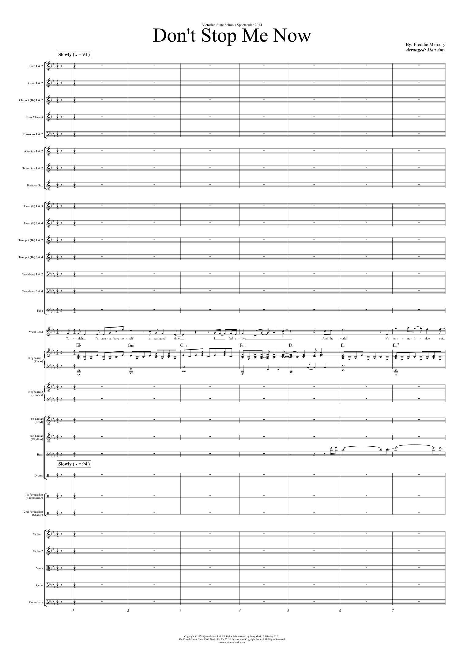 Don't Stop Me Now (arr. Matt Amy) by Queen Full Orchestra