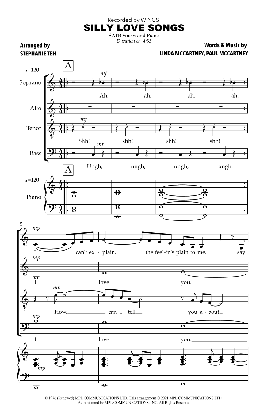 Silly Love Songs (arr. Stephanie Teh) Sheet Music Wings SATB Choir