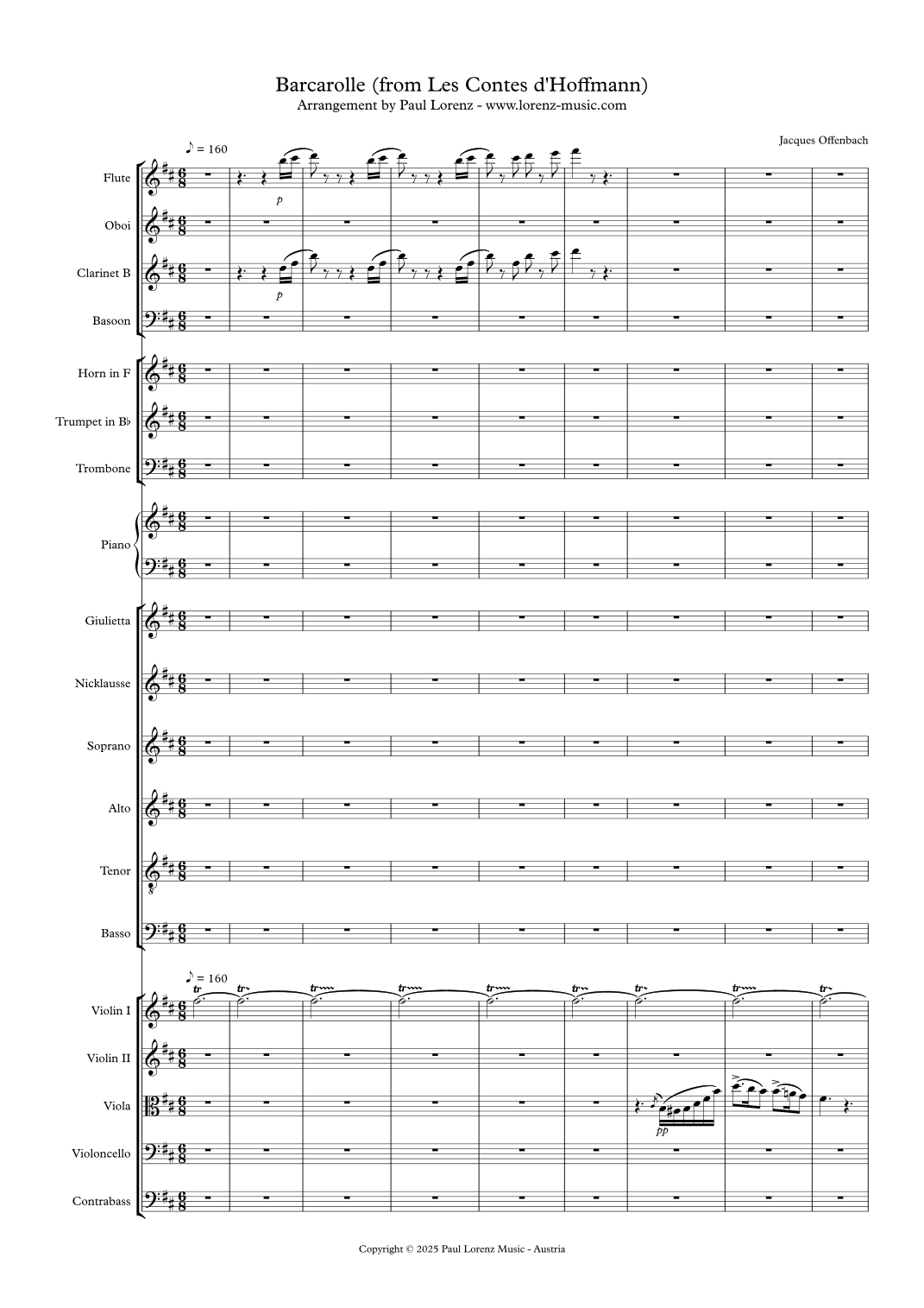 Barcarolle (Les Contes d'Hoffmann) by Jacques Offenbach Full Orchestra