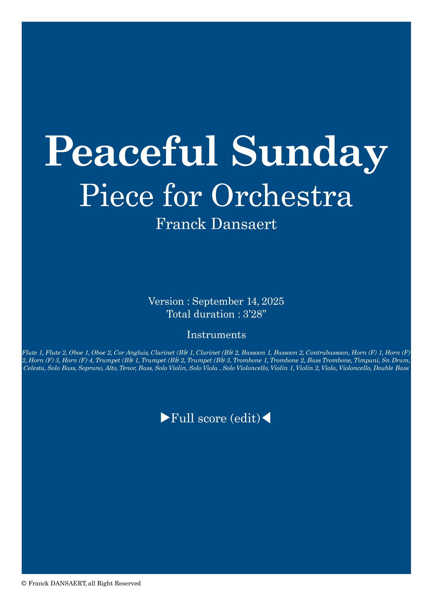 Peaceful Sunday - 仅总谱 (Franck Dansaert 管弦乐团) - 预览