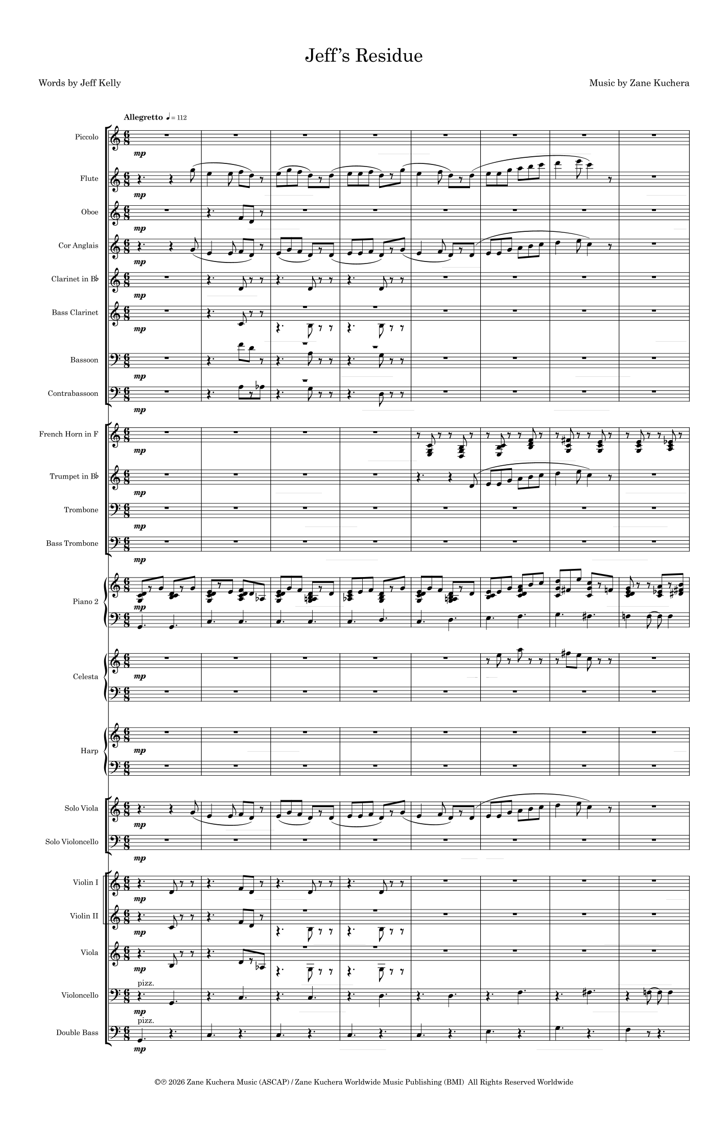 Jeff’s Residue (Orchestra Concert Score) - 仅总谱 (Zane Kuchera Full Orchestra) - 预览