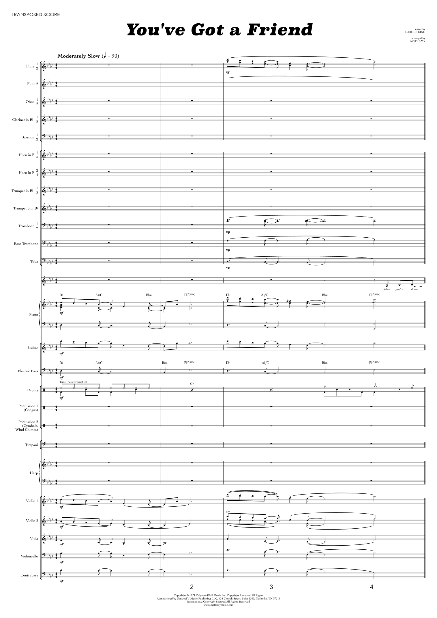 You've Got A Friend (arr. Matt Amy) by James Taylor Full Orchestra