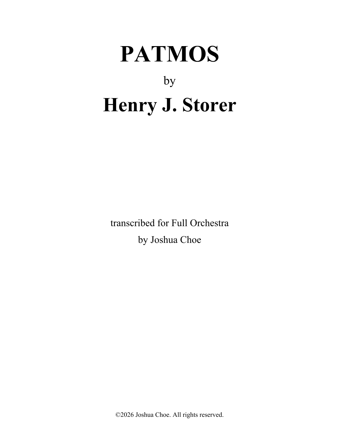 PATMOS (arr. Joshua Choe) by Henry J. Storer 管弦乐团 - 预览