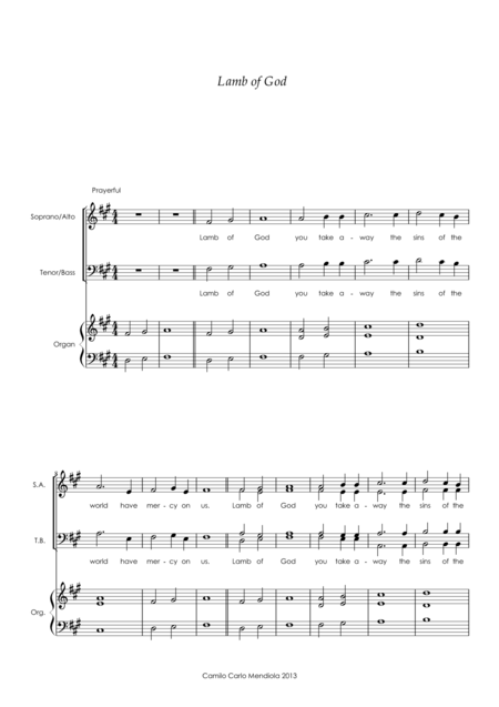 Lamb of God Sheet Music | Camilo Carlo Mendiola | SATB Choir