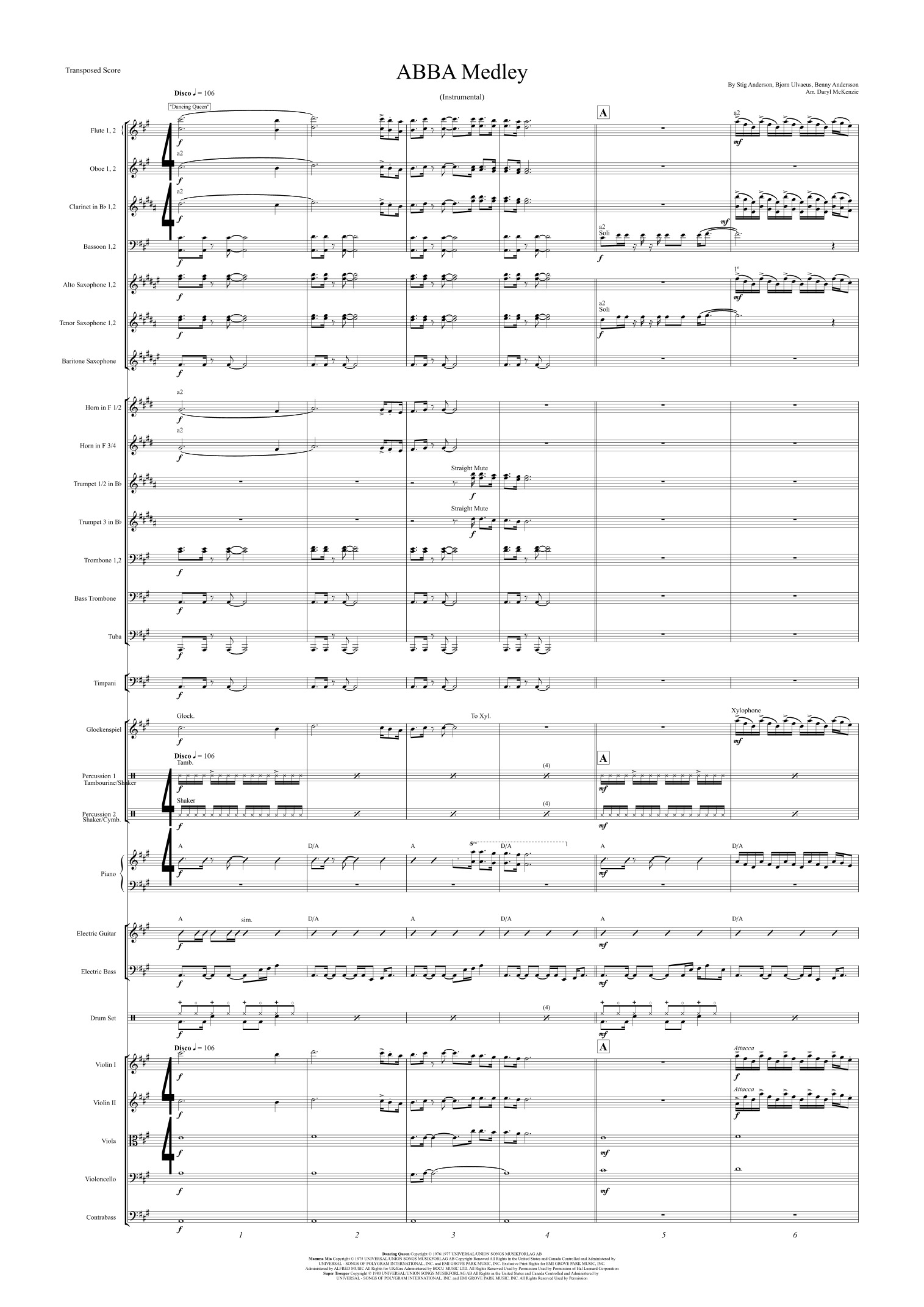 组曲:Dancing Queen with Mamma Mia and Super Trouper (arr. Daryl McKenzie) by Daryl McKenzie 管弦乐团全编制 - 预览