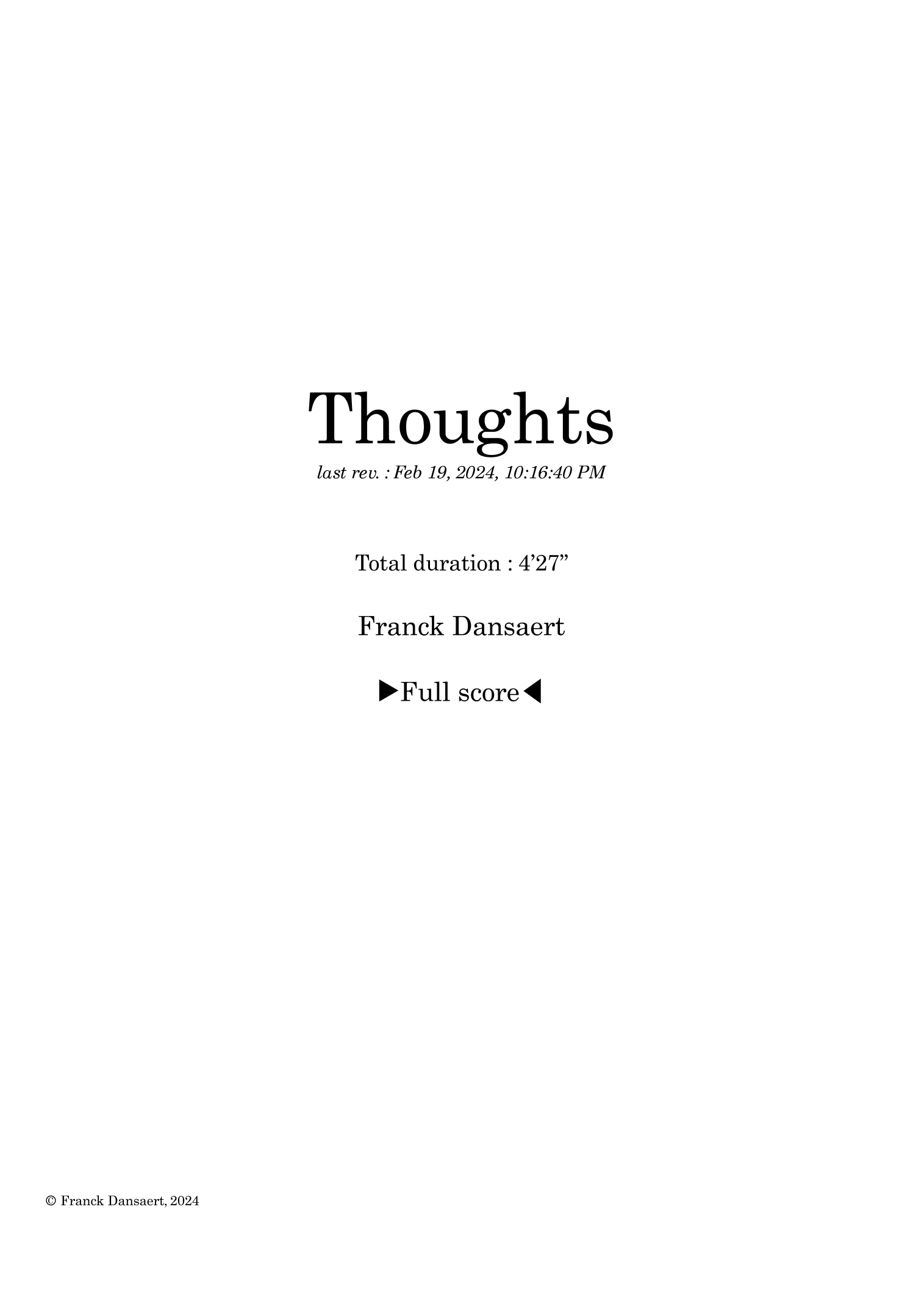 Thoughts - Score Only by Franck Dansaert 管弦乐团 - 预览