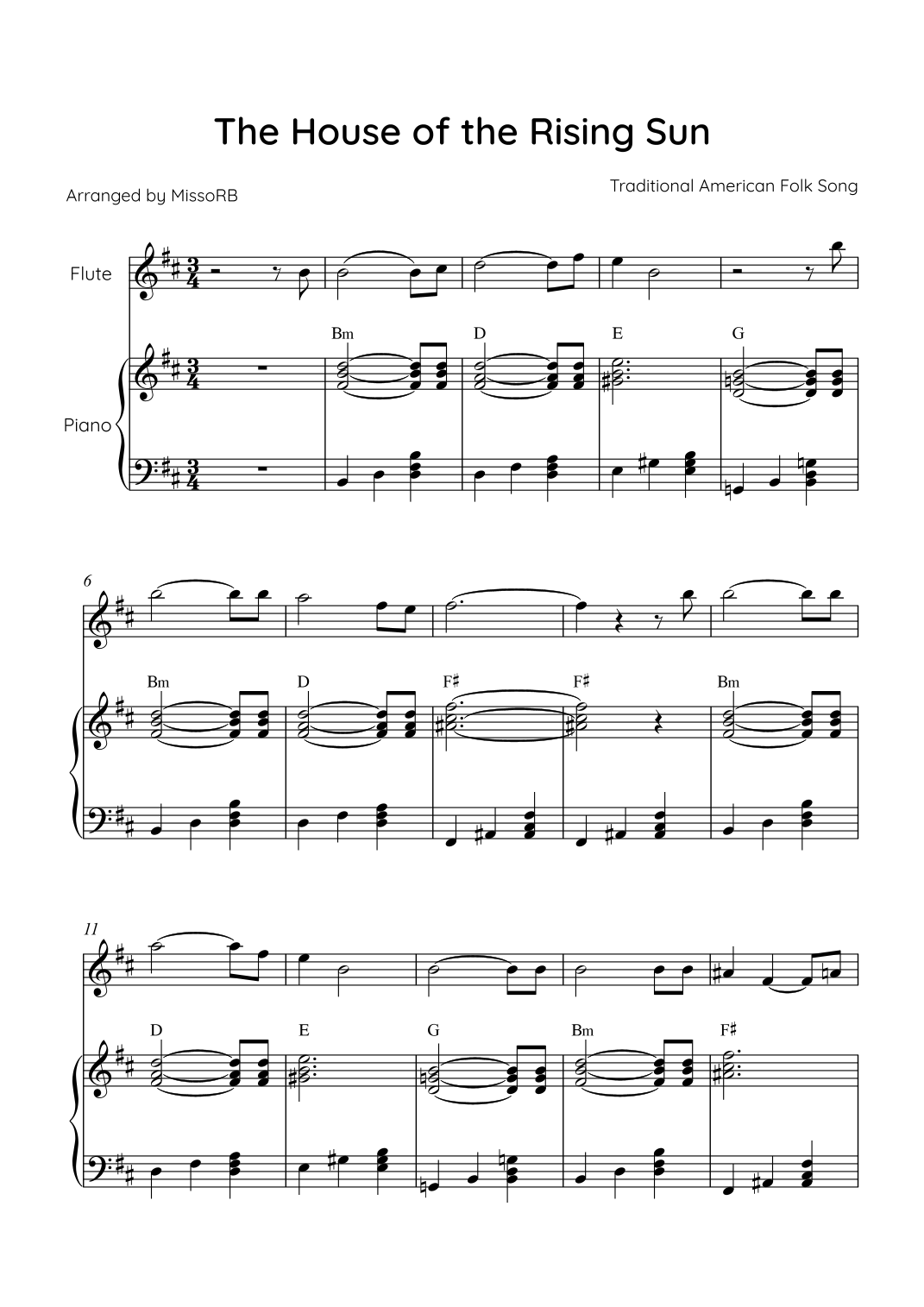 The House of the Rising Sun - Cello & Piano in Bm With Chords - Easy ...