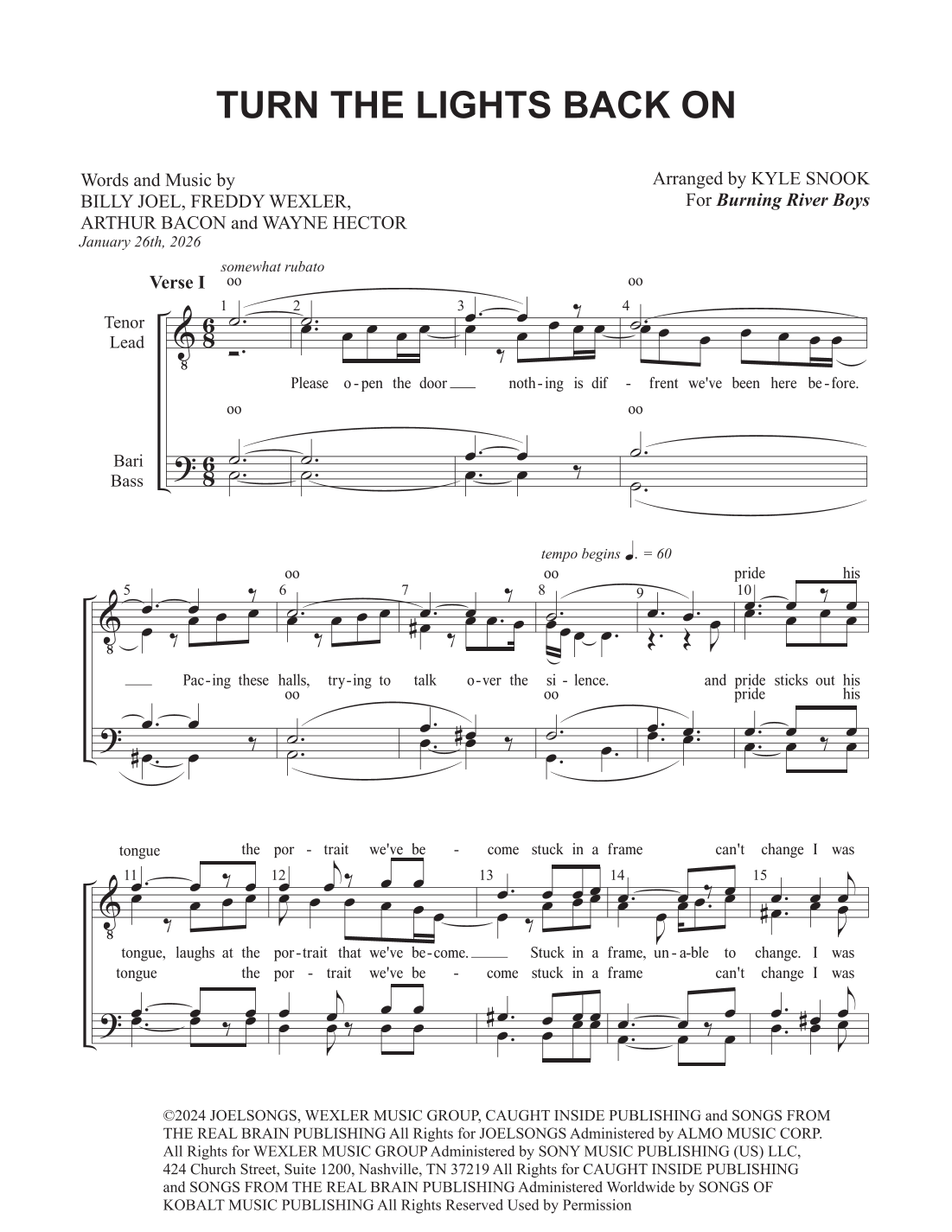 Turn The Lights Back On (arr. Kyle Snook) by Billy Joel Sheet Music for ...