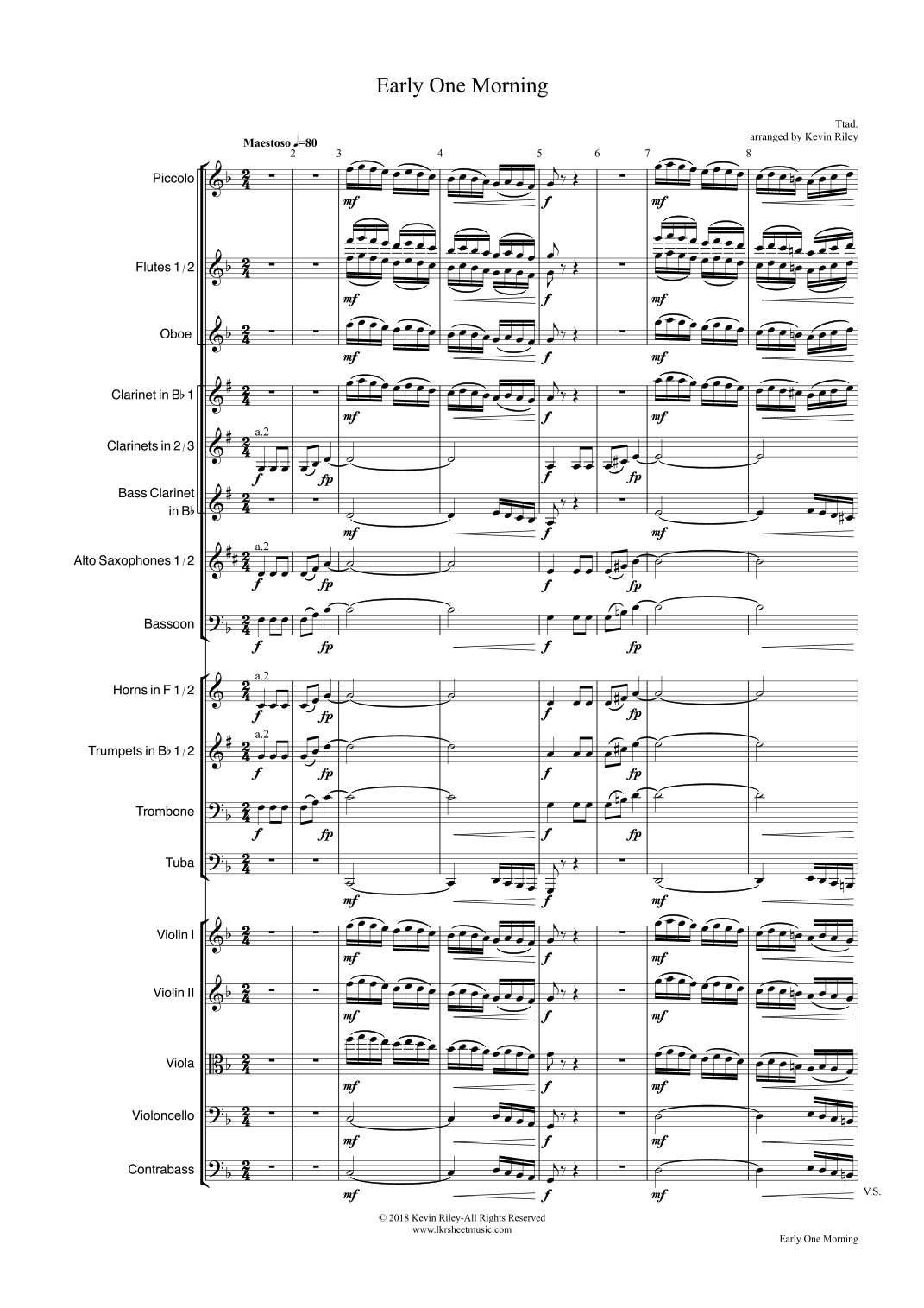 Early One Morning (arr. Kevin Riley) by Trad 管弦乐团 - 预览