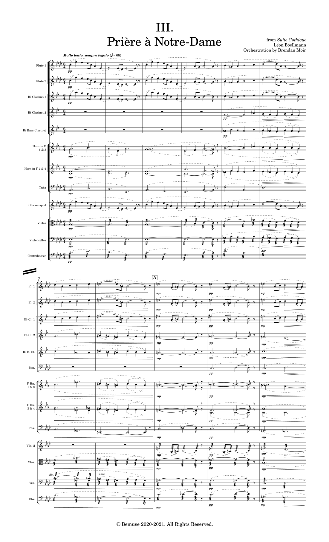 Suite Gothique: Prière à Notre-Dame (Master Score + Parts) (arr. Brendan Moir) by Léon Böellmann Full Orchestra