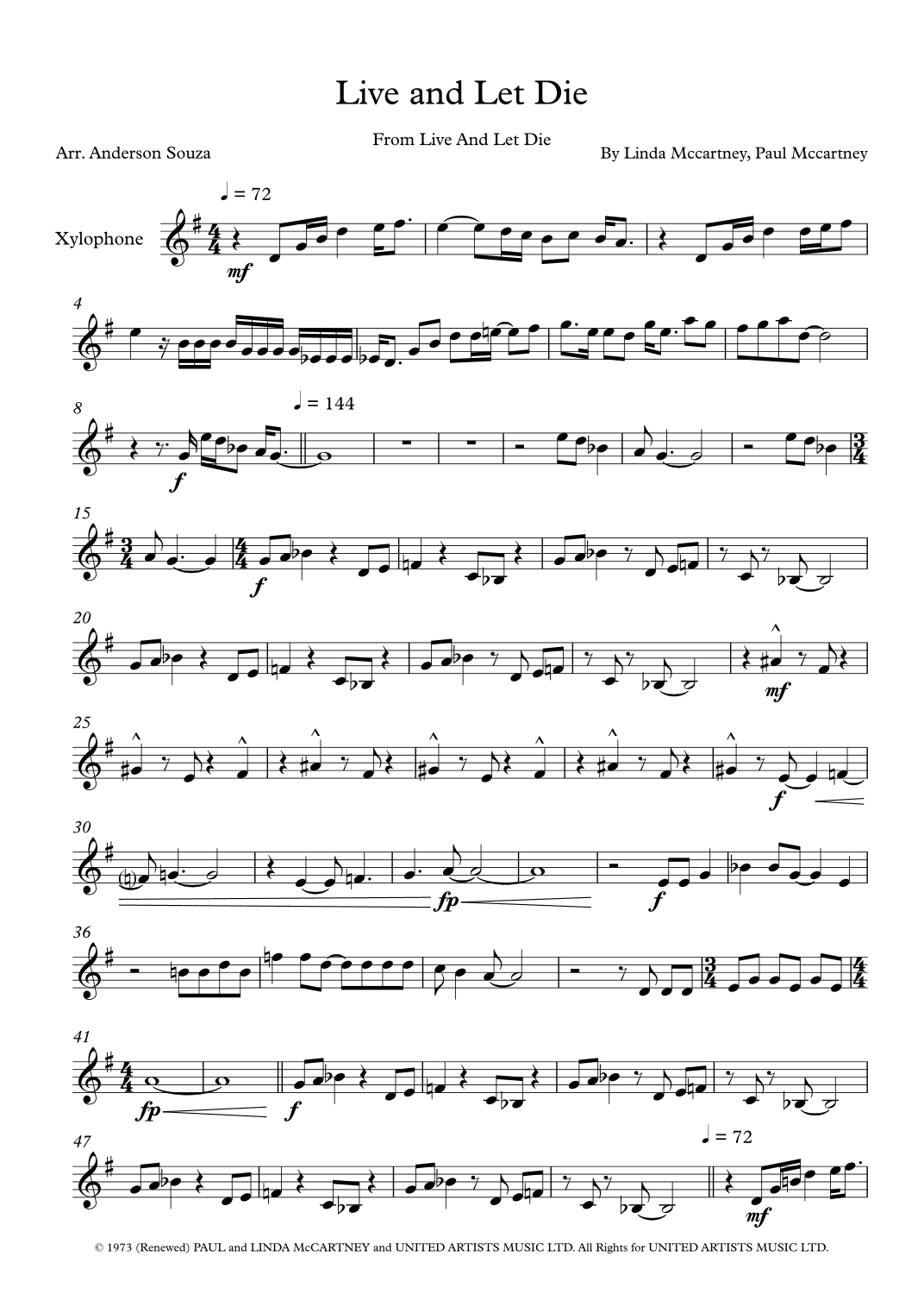 Live And Let Die by Paul McCartney & Wings Sheet Music for