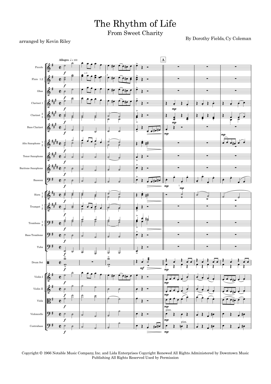 The Rhythm Of Life (arr. Kevin Riley) by Cy Coleman Full Orchestra