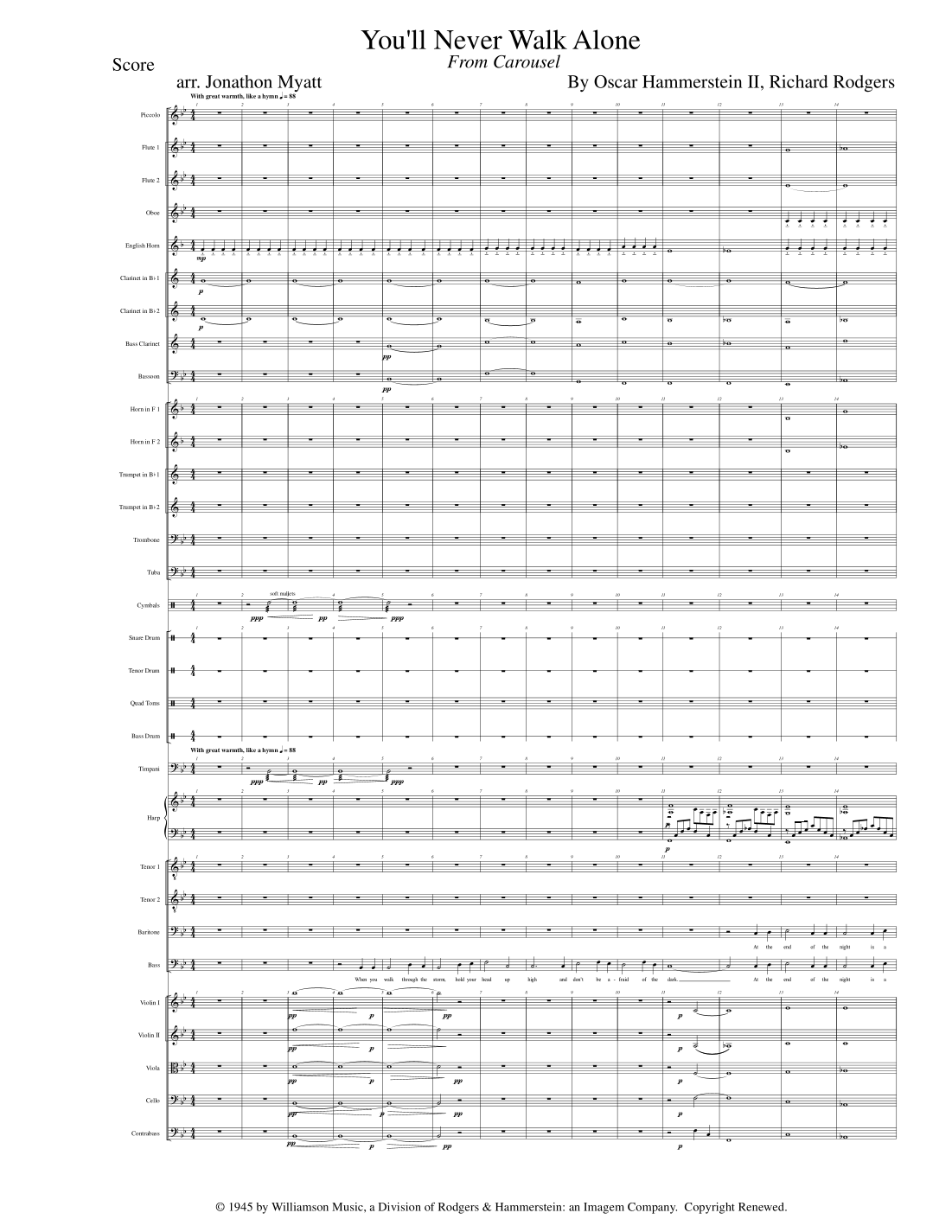 You'll Never Walk Alone (arr. Jonathon Myatt) by Andrea Bocelli Full Orchestra