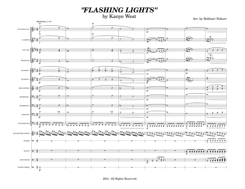 Flashing Lights Sheet Music Kanye West Marching Band