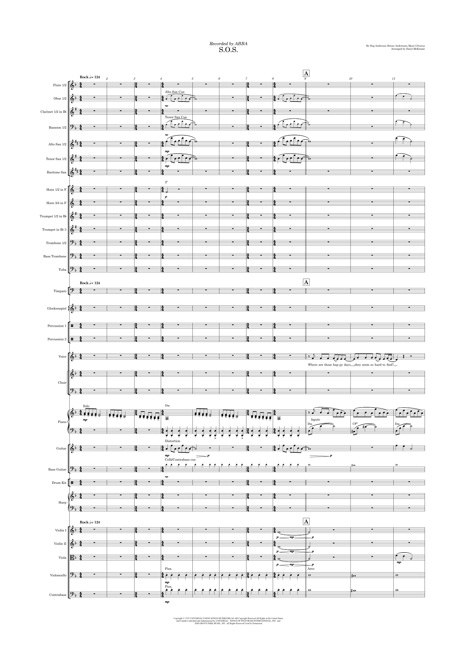 S.o.s. (arr. Daryl McKenzie) by ABBA Full Orchestra