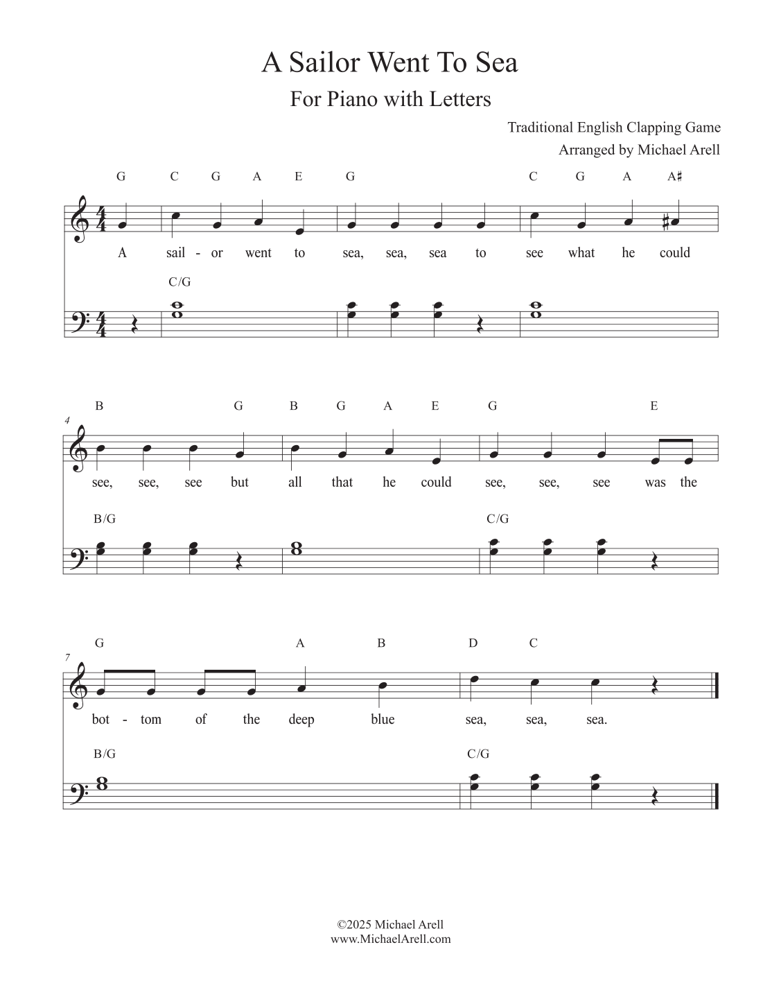 A Sailor Went To Sea For Piano arr Michael Arell By Super Simple A Sailor Went To Sea For Piano arr Michael Arell By Super Simple