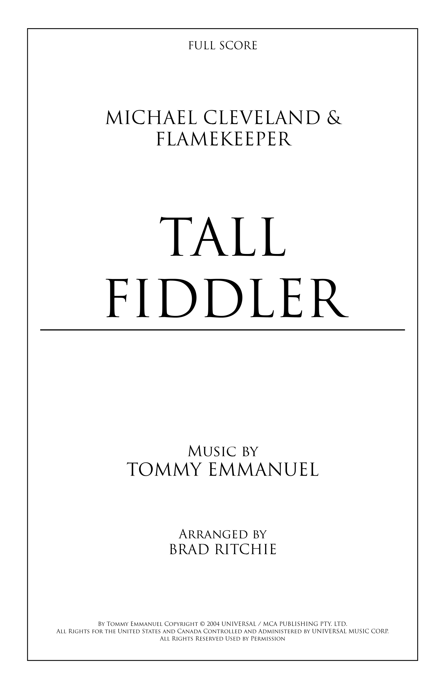 Tall Fiddler (arr. Brad Ritchie) by Tommy Emmanuel 管弦乐团全谱 - 预览