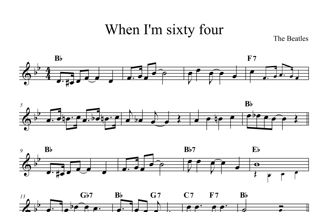 When I'm Sixty-Four [Jazz version] by The Beatles Sheet Music for