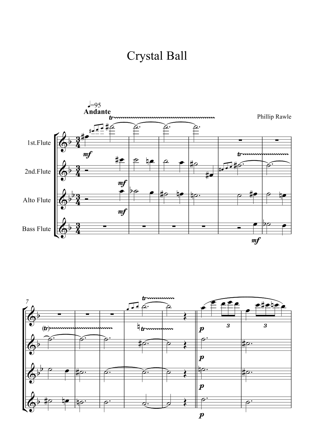 Fortunes - Flute Quartet by Phil Rawle Sheet Music for Woodwind ...