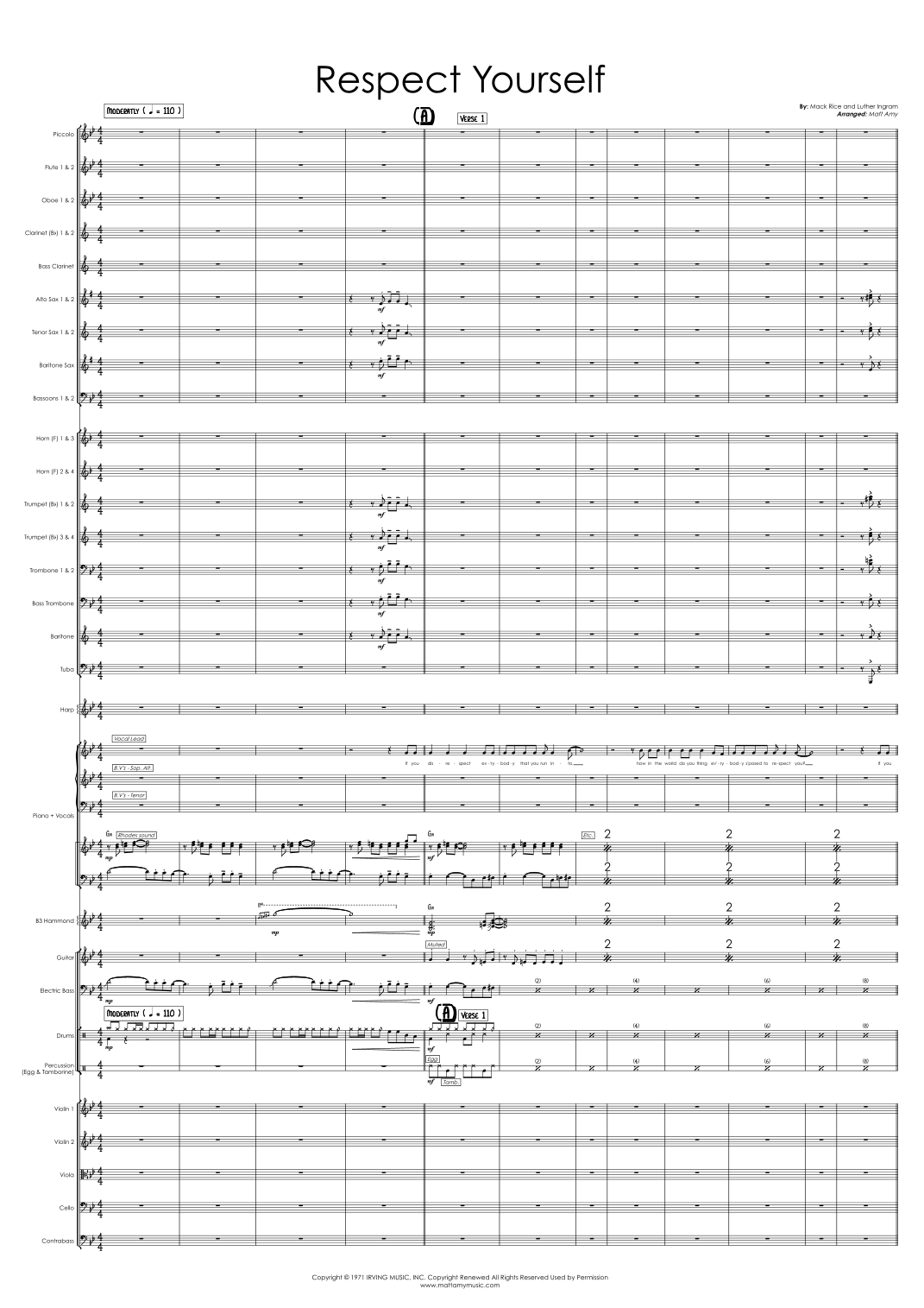 Respect Yourself (arr. Matt Amy) by The Staple Singers Full Orchestra