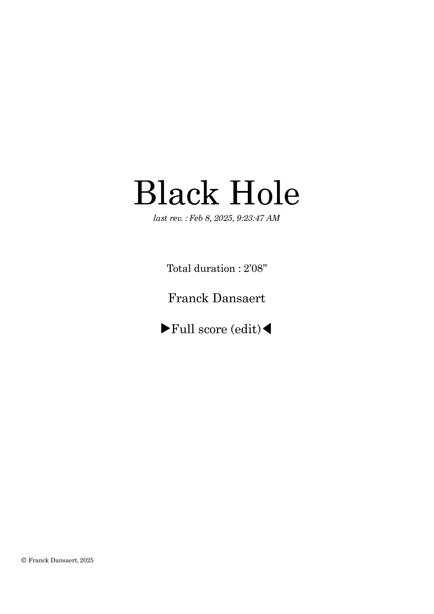 Black Hole - Score Only by Franck Dansaert Full Orchestra