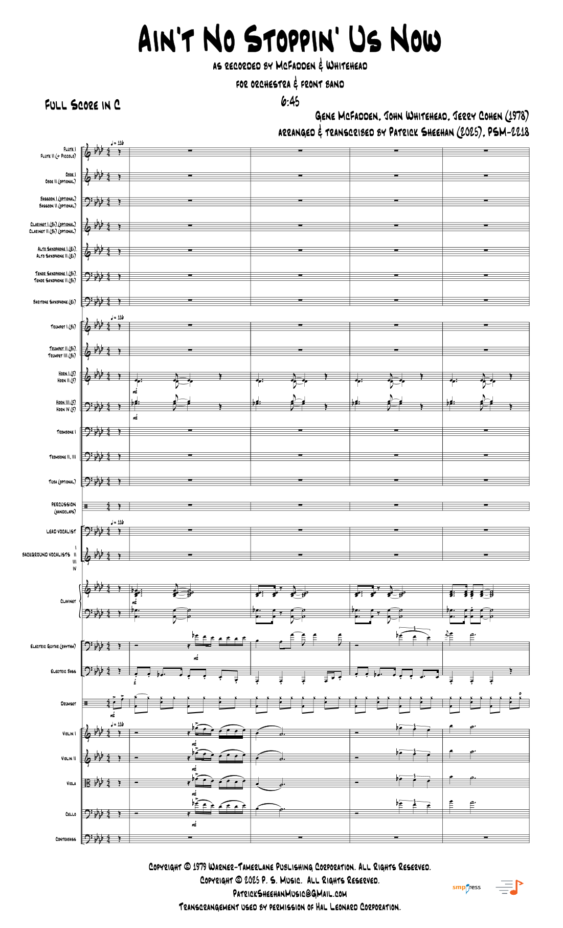 No Stoppin' Us (arr. Patrick Sheehan) by John Whitehead Full Orchestra