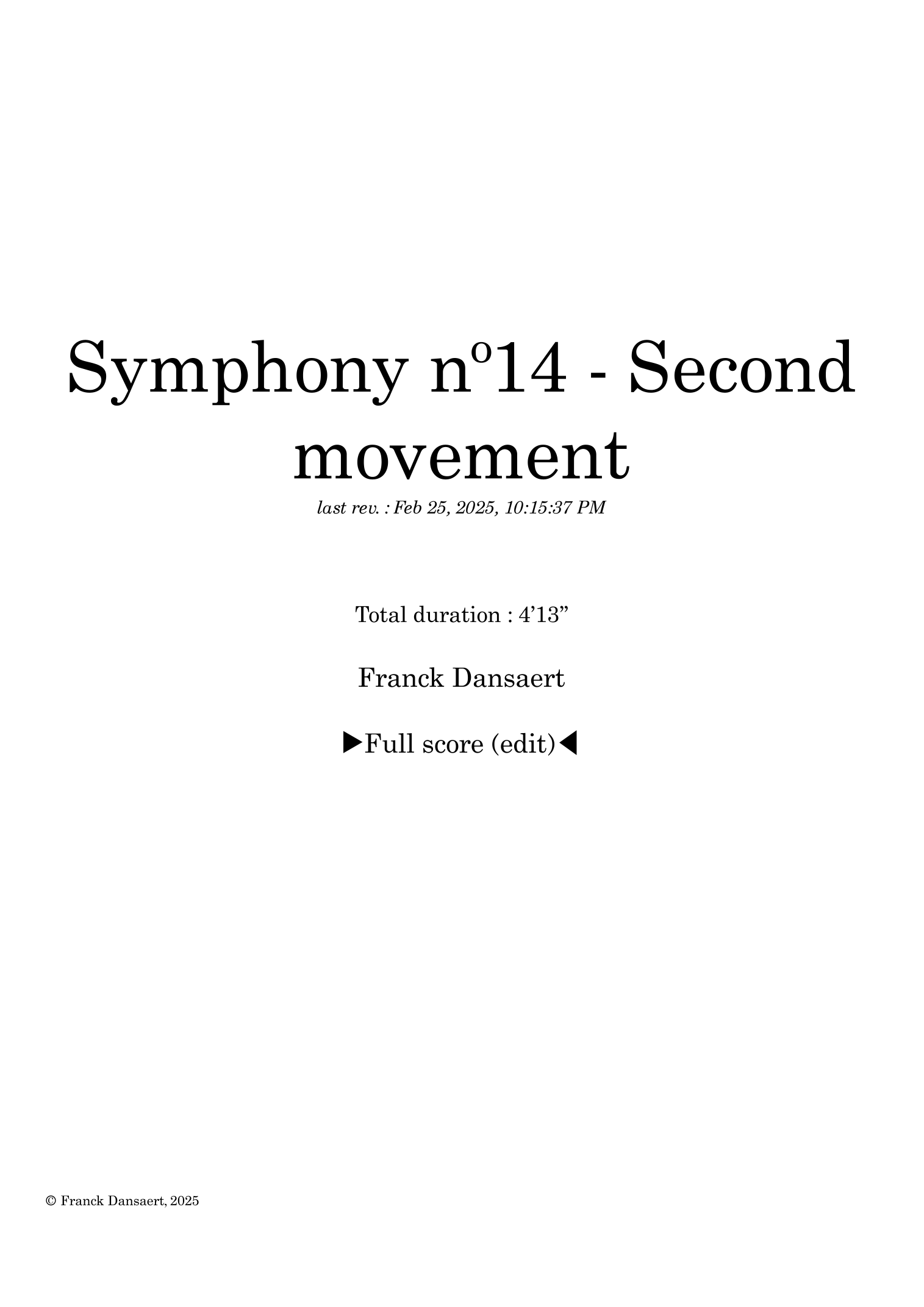 SYMPHONY nº14 (second movement) - 仅总谱 (Score Only) - Franck Dansaert 管弦乐团 (Full Orchestra) - 预览