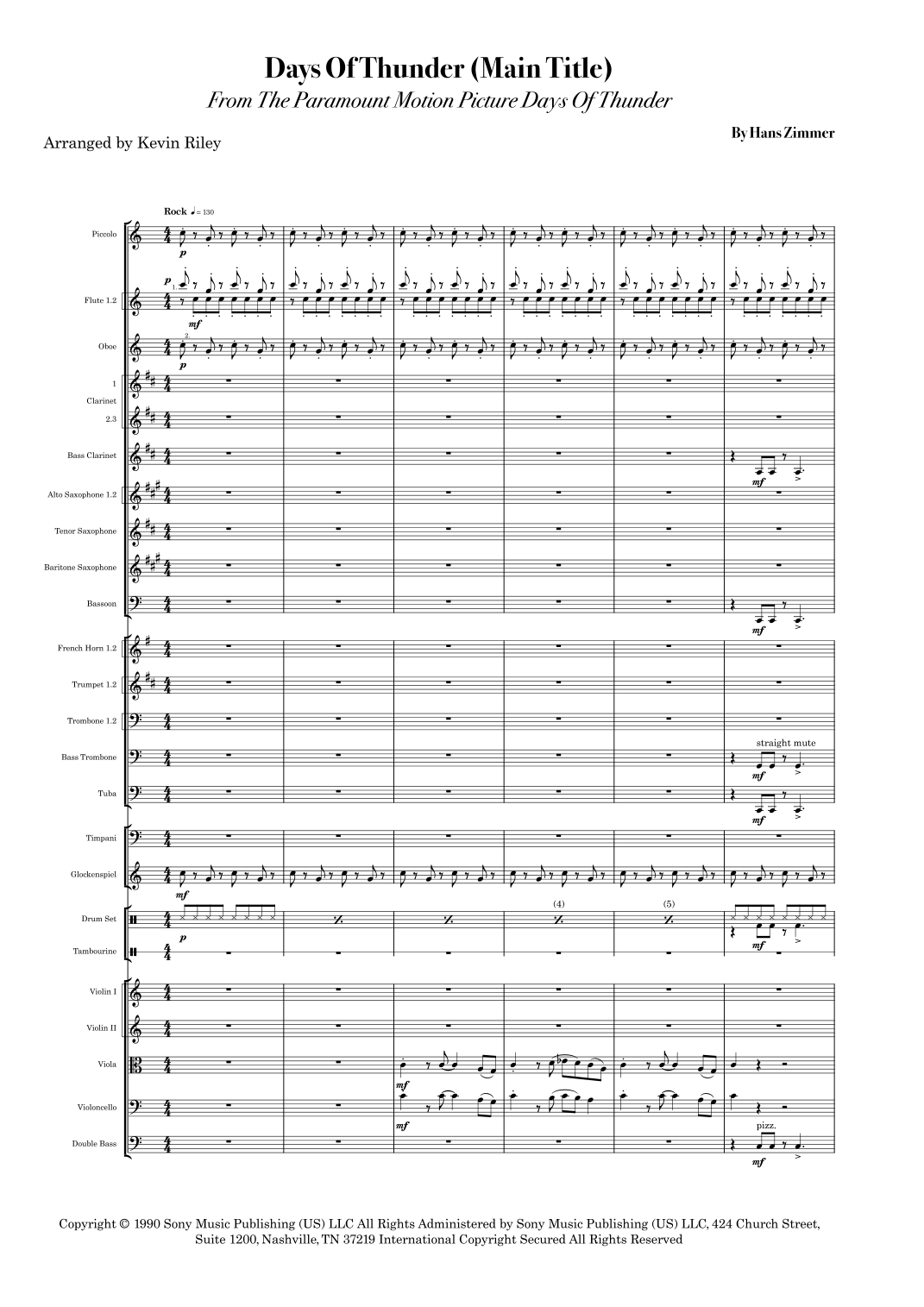 Days Of Thunder (Main Title) (arr. Kevin Riley) by Hans Zimmer 管弦乐团 - 预览