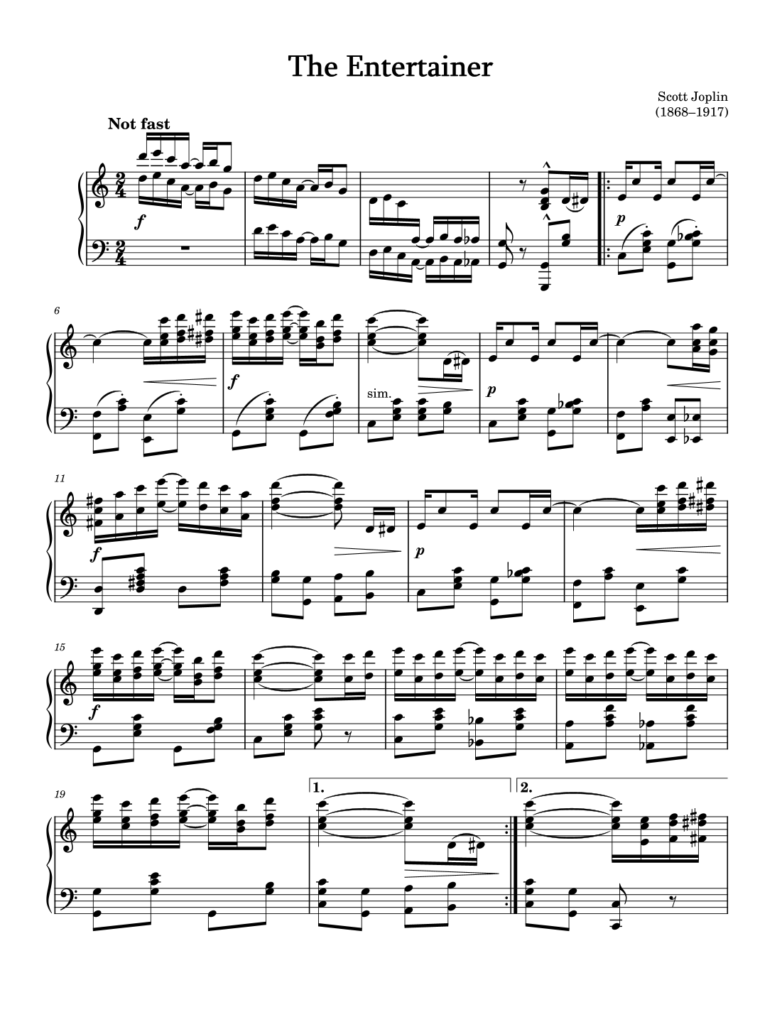 The Entertainer (arr. Warren K.) by Scott Joplin Sheet Music for Piano ...