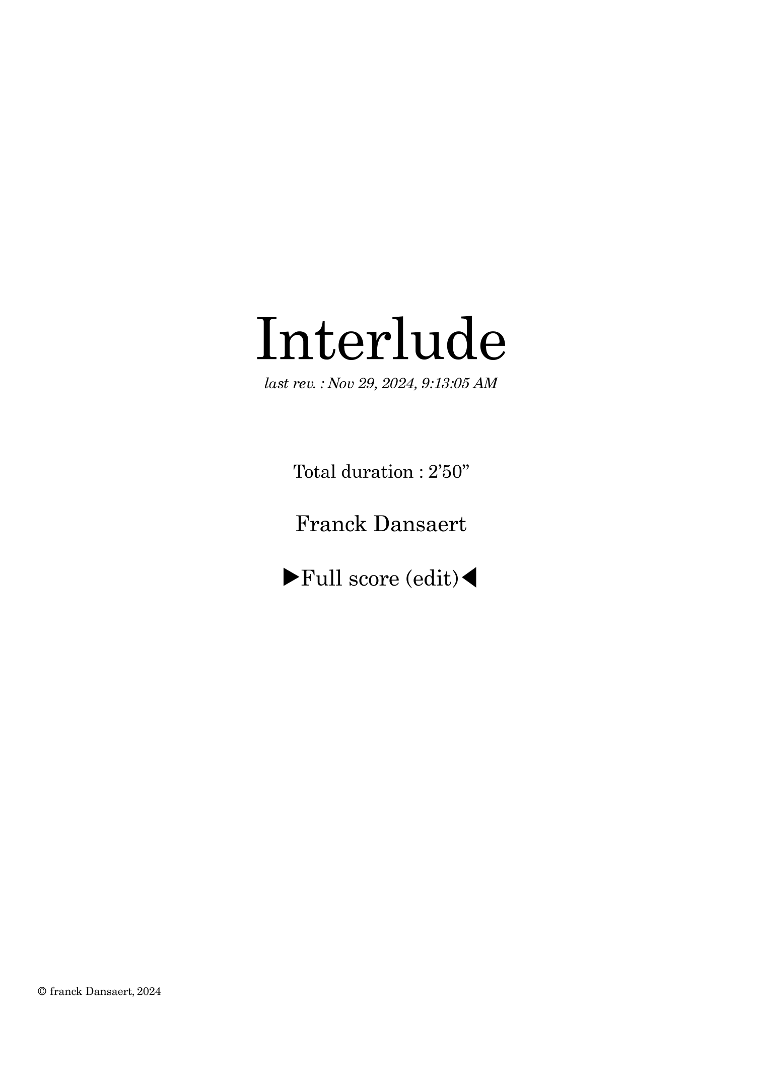 Interlude - Score Only (仅总谱) by Franck Dansaert Full Orchestra (全编制管弦乐团) - 预览